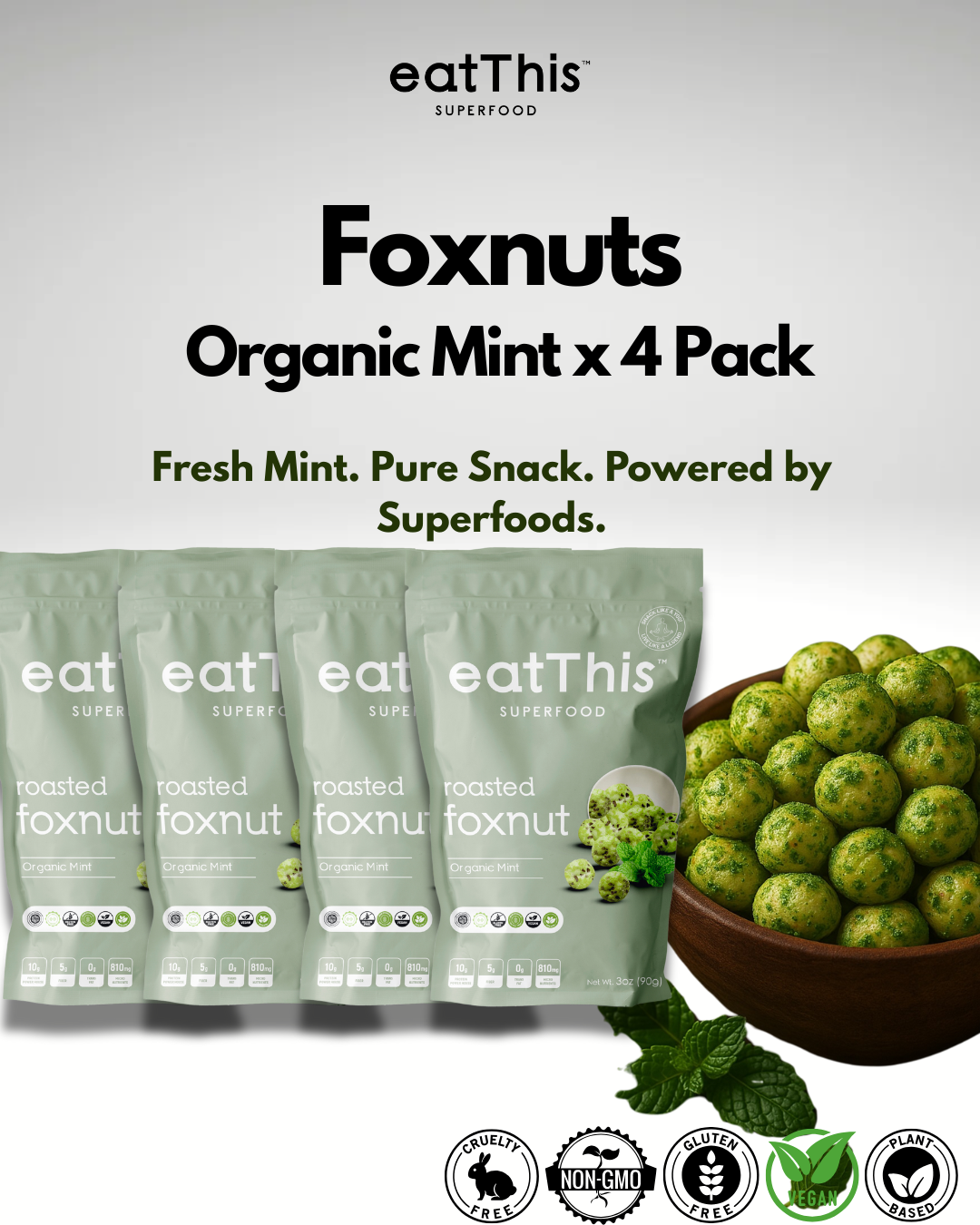 Organic Mint Foxnuts (4-Pack) | The Coolest Snack in the Game